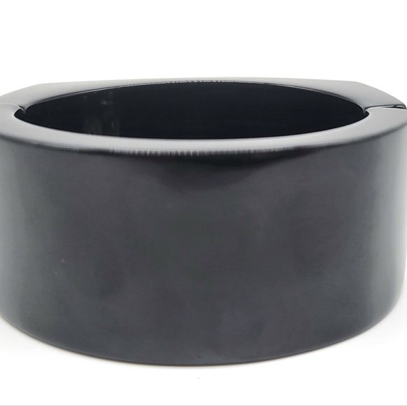 Chanel 2009 Black Resin Rectangular Hinged Bangle with Silver Beads and Glass - Picture 10 of 12